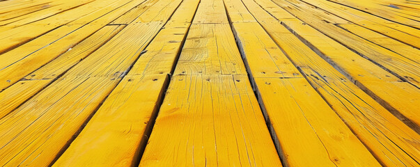 Wall Mural - Sunny yellow wooden floors set horizontally, offering a bright and cheerful backdrop for enhancing web or wallpaper designs with plenty of space for creative text or graphics.
