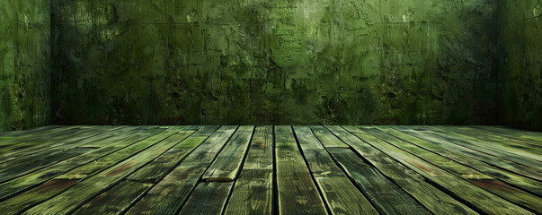 Wall Mural - Earthy olive green wooden floors backdrop, providing a natural and organic background for your designs with ample space for text or graphic elements.