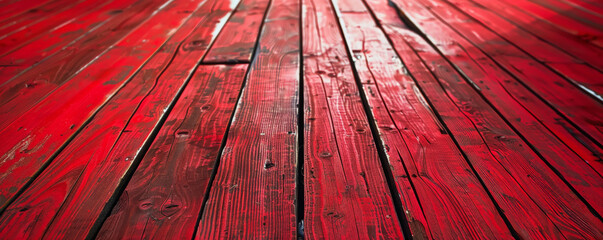 Wall Mural - Vibrant red wooden floors backdrop, creating a bold and eye-catching background for your creative projects with room for text or graphic additions.