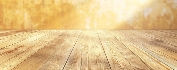 Wall Mural - Warm beige wooden floors backdrop, providing a cozy and inviting atmosphere for your designs with room for text or graphic additions.