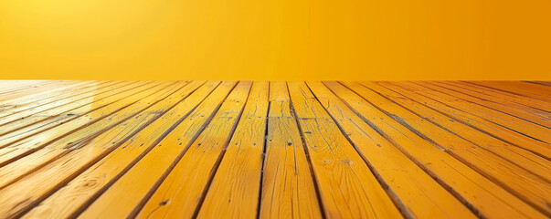 Wall Mural - Bright yellow wooden floors backdrop, offering a cheerful and sunny atmosphere for your website or wallpaper designs with plenty of space for text or graphic elements.