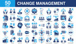 © Awicon - Change management icon collection set. Containing management, teamwork, business, leadership, mentoring, implement, employee icon. Simple color fill vector.