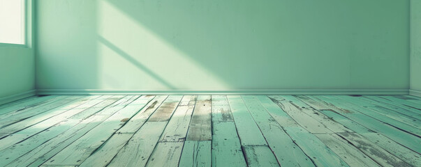 Wall Mural - Soft mint green wooden floors backdrop, offering a fresh and lively background for your creative projects with plenty of room for text or graphics.