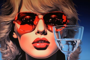 Poster - Drinking water sunglasses adult refreshment.