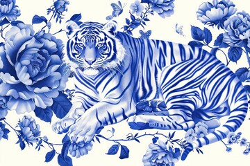 Sticker - Tiger pattern backgrounds drawing.