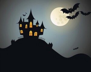 Wall Mural - Haunted House Illustration