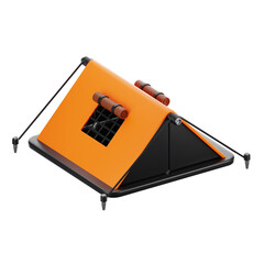 Poster - 3d rendering camping icon concept. 3d render camping tent
