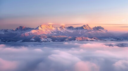 Sticker - Snowy Mountain Range at Sunset