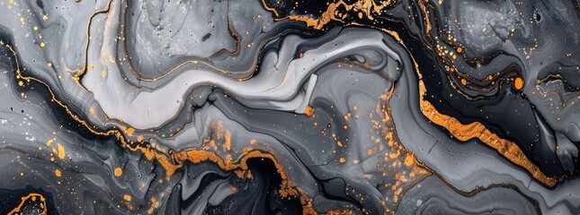 Wall Mural - Abstract liquid marble texture with golden lines