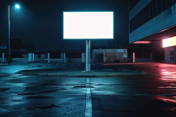 Canvas Print - Blank banner pillar mockup at parking lot street advertisement electronics.