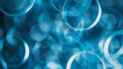 Wall Mural - A blue background with abstract circles in blue and white tones.