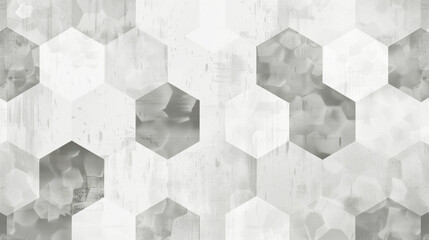 Wall Mural - A light grey background with hexagon patterns in light grey and dark grey tones.