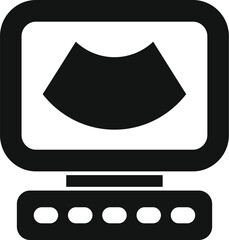 Sticker - Ultrasound machine showing results on monitor screen icon in simple style