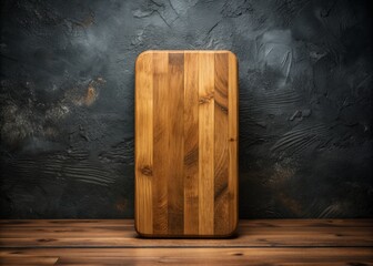 Wall Mural - dark background with wooden board mockup