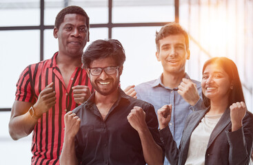 Successful business team with a man in the foreground