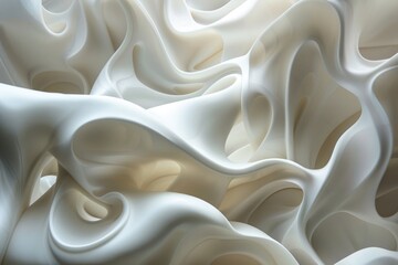Fototapete - Soft, organic shapes merging into one another, White sculpture with multiple holes, creating a unique pattern, AI generated