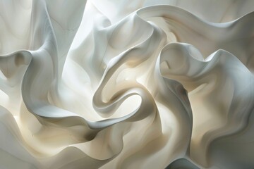 Fototapete - Soft, organic shapes merging into one another, White sculpture with multiple holes, creating a unique pattern, AI generated