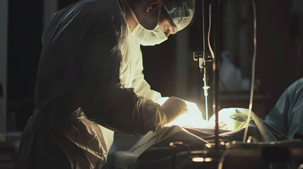 a man in a lab working on a piece of metal