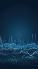 Poster - A digital wave pattern of white dots on a dark blue background