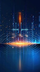 Poster - A digital wave pattern of white dots on a dark blue background