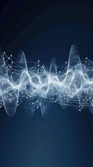 Poster - A digital wave pattern of white dots on a dark blue background