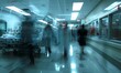 © Onchira - A motion blurred photograph of a hospital interior, doctor and staff working with fast movement