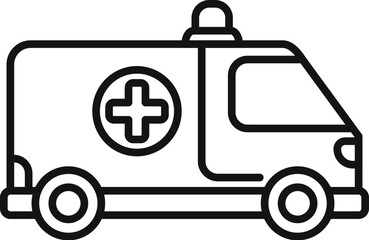 Wall Mural - Simple line icon of an ambulance transporting a patient to the hospital for emergency medical care