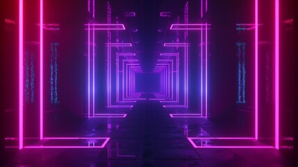 Neon lights creating a futuristic corridor background