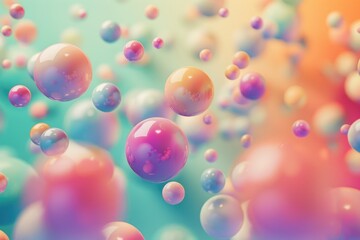 Wall Mural - Spheres of color floating in a sea of soft gradients, AI generated