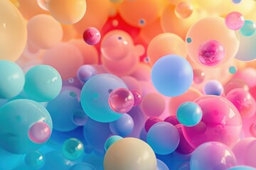 Wall Mural - Spheres of color floating in a sea of soft gradients, Brightly colored bubbles hovering in the air, AI generated