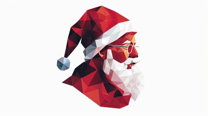 minimalist santa silhouette in bold red against a crisp white background clean lines and geometric shapes create a modern festive icon perfect for holiday designs