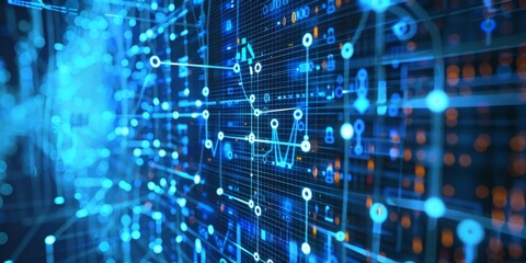 Aufkleber - A digital interface displaying encrypted data transfer protocols, ensuring secure information exchange