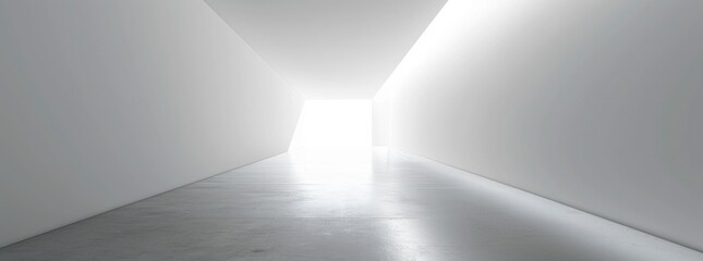 Poster - White background, white tunnel with light at the end