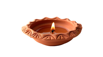 Wall Mural - Clay oil diya lamp isolated.