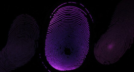 Aufkleber - purple digital fingerprint hologram projection on plain black background with copy space