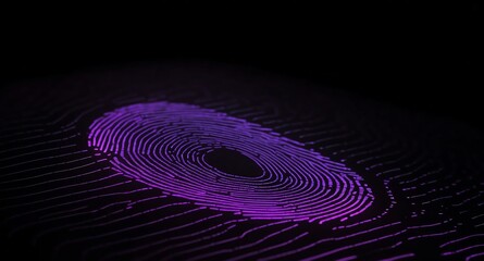Aufkleber - purple digital fingerprint hologram projection on plain black background with copy space