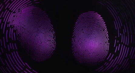 Aufkleber - purple digital fingerprint hologram projection on plain black background with copy space