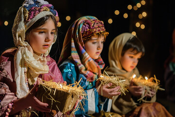 Wall Mural - school christmas nativity play	