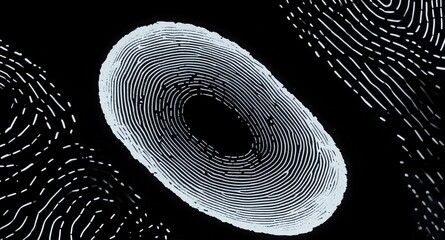Aufkleber - white digital fingerprint hologram projection on plain black background with copy space