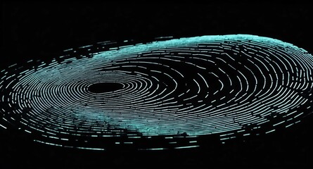 Aufkleber - white digital fingerprint hologram projection on plain black background with copy space