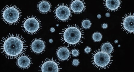 Poster - white virus bacteria hologram projection on plain black background with copy space