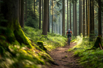 Canvas Print - Mountain biking on scenic terrain