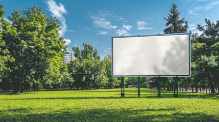 Europe inspired outdoor advertisement display on green park background