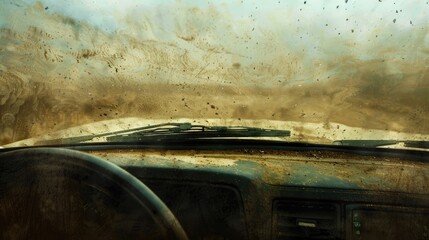 Dusty car windshield