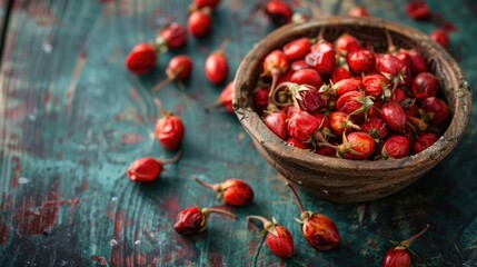 Dried rosehip berries for design interior and health