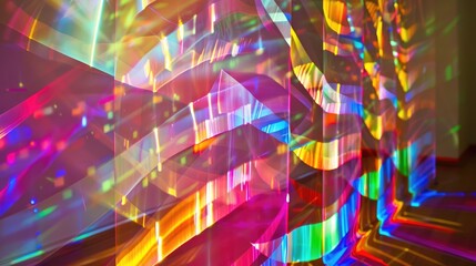 Colorful light patterns created by a laser diffraction experiment