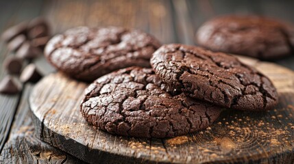 Poster - Homemade chocolate cookies displayed on a rustic wooden table