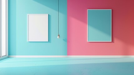 Poster - 3D rendering minimalist branding mockup pink pastel color