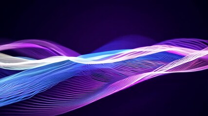 Wall Mural - musical wave. wave motion of points. the concept of science, technology,glowing fiber optic cable,