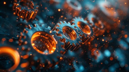Poster - glowing abstract gear Futuristic